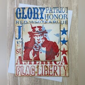One-of-Kind Hand Stamped Patriotic Uncle Sam Greeting Card